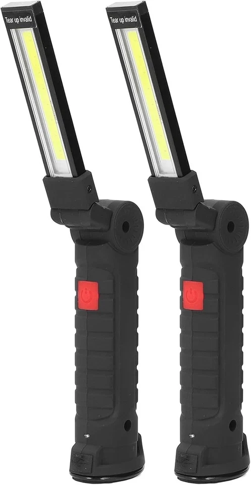 2 LAMPADE TORCIA LAVORO CALAMITA PORTATILE RICARICABILE LED FARO OFFICINA PESCA - Immagine 3 di 4