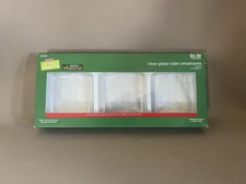 Pk Of 3 DIY Clear Glass Cube Ornaments Ea: 3 1/2 X 3 1/4 X 1 1/4 , New In Box