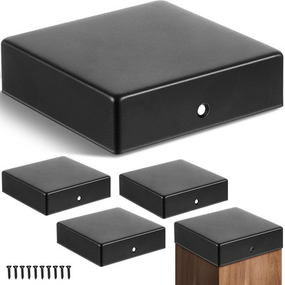 10 Pcs 4 x 4'' Flat Pyramid Post Cap for True 3-1/2'' x 3-1/2'' Wood Posts Black Ga