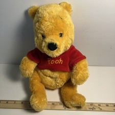 Vintage Winnie The Pooh With Red Sweater Stuffed Plush 8" Tall Toy Disney Store