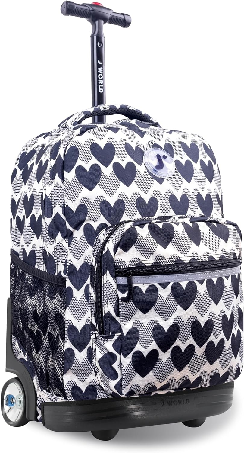 . Roller Bag With Wheels, Heart Dot