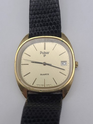 #ad Vintage Pulsar Y552 5039 Analog Quartz Watch Black Band New Battery Working $24.99