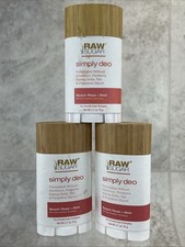 3 Pack Aluminum Free Deodorant Stick Raw Sugar Simply Deo Beach Rose  Aloe