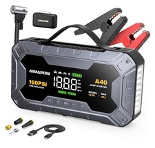 8000A 160PSI Jump Starter with Air Compressor, 12V Car Battery Jump Starter