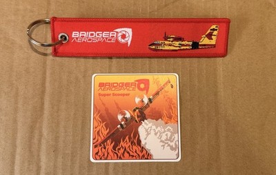 Bridger Aerospace Keychain Remove Before Flight Super Scooper & Sticker CL-415