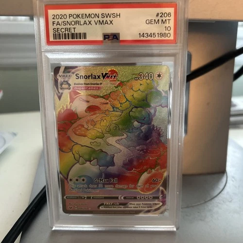 Pokémon Snorlax VMAX 206/202 Swsh01 Sword & Shield Secret Rare Holo PSA 10