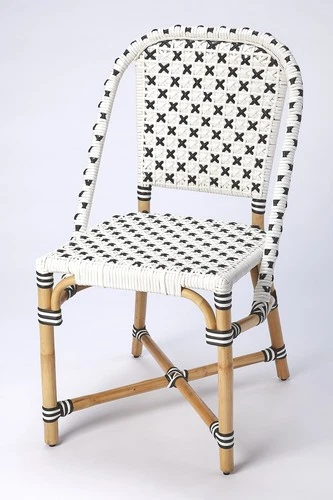 Coastal Rattan Side Chair | Butler Specialty-Black and White - Picture 1 of 9