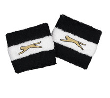 Image of Slazenger GLOBO Wristband Sweatband Black/White/ Gold - 2 Pairs