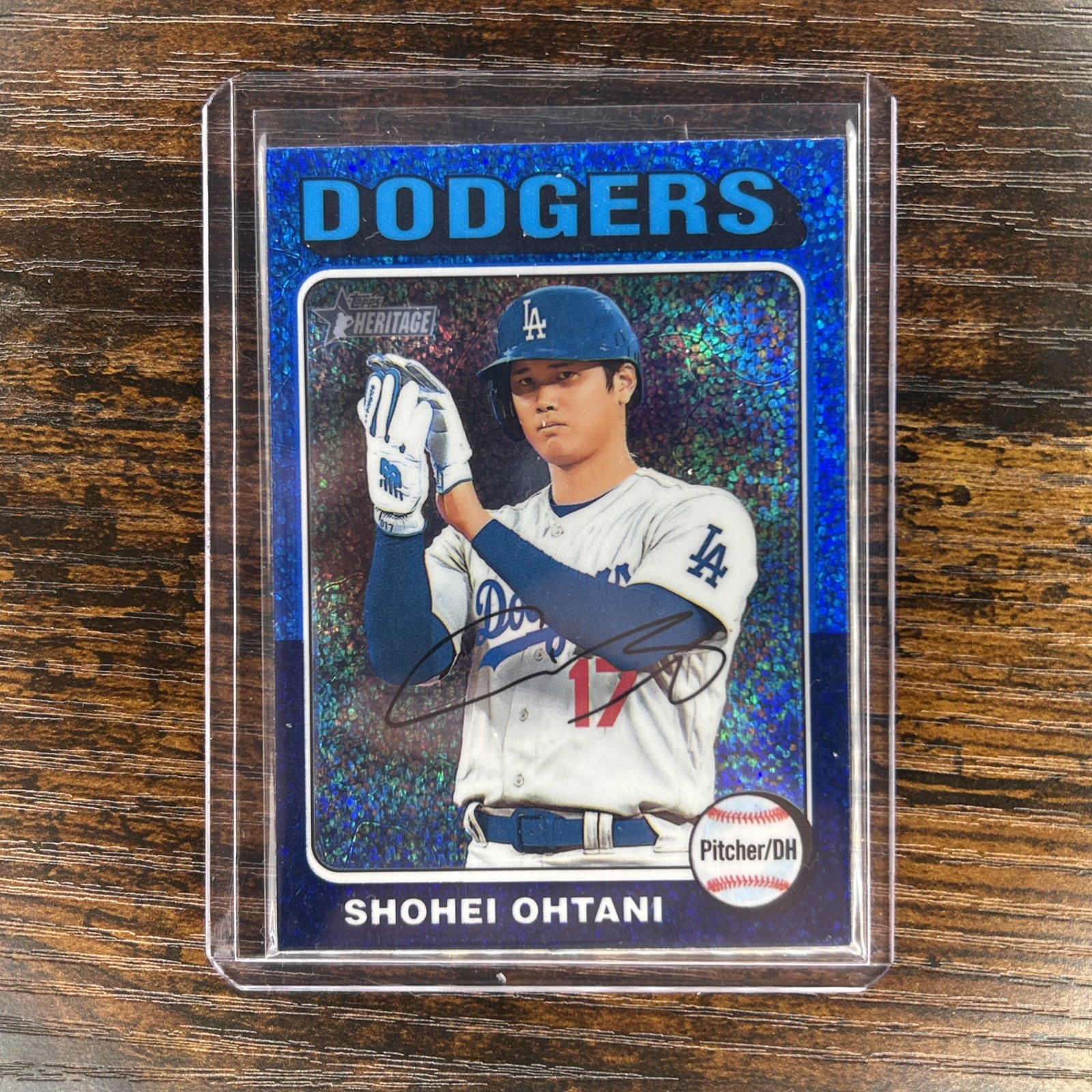 2024 Topps Heritage - Shohei Ohtani #371 Chrome Blue Sparkle Refractor