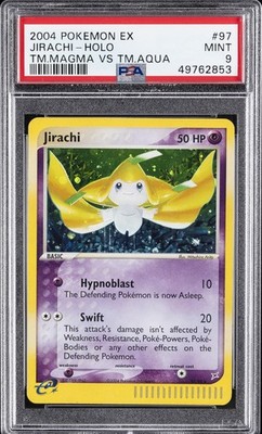 2004 POKEMON EX TEAM MAGMA VS TEAM AQUA #97 JIRACHI-HOLO PSA 9