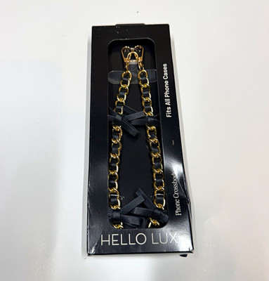 Hello Lux Crossbody Phone Strap Gold Tone Chain Black, Universal, 51.2 in
