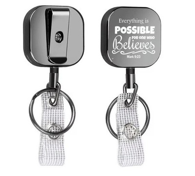Personalized Retractable Badge Reel with Steel Cord   Inspirational Quote 2Pack