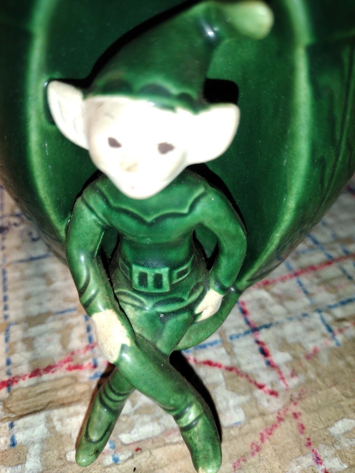 TREASURE CRAFT Pixie Elf Green Planter Flower Bucket AS IS