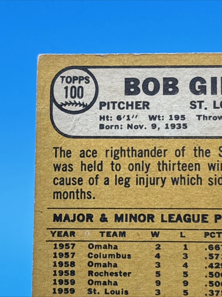 1968 Topps Bob Gibson No. 100 - Imagem 3 de 3