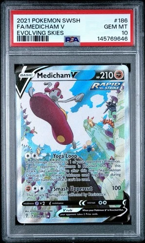 2021 Pokemon SWSH Medicham v Evolving Skies #186/203 PSA 10 GEM MT