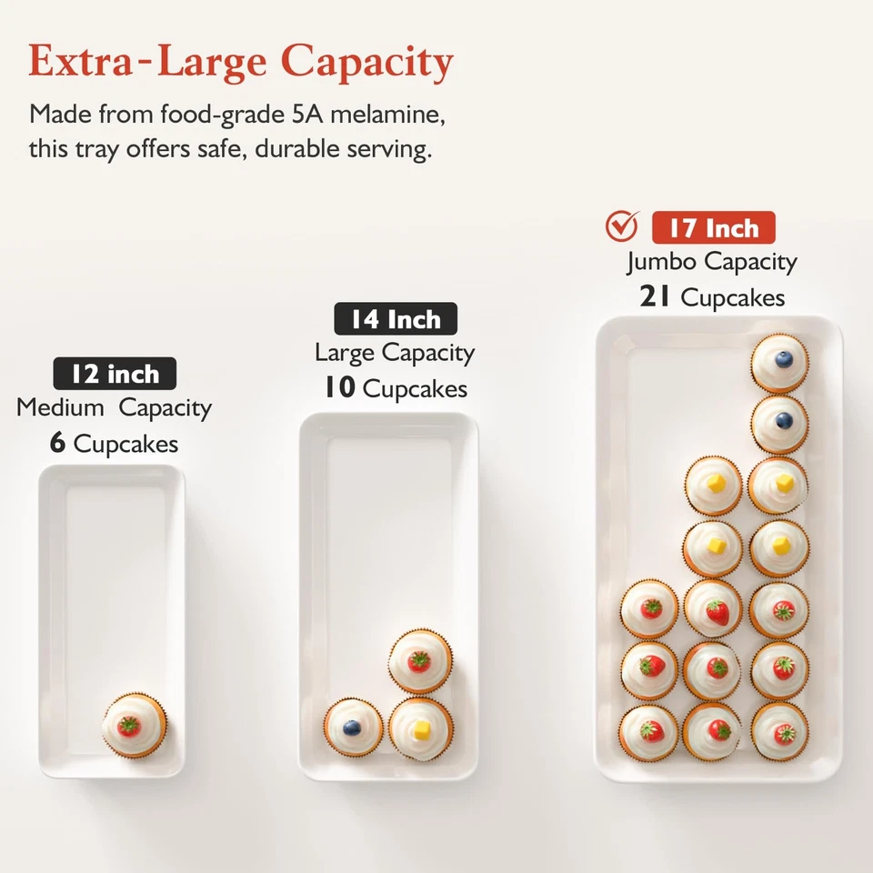 Extra Large 3-Tier Melamine Serving Tray Set and Cupcake Stand for Party Even... - Image 4 of 4