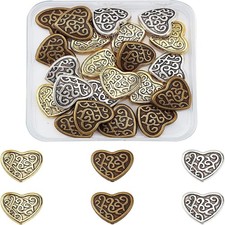 1box 30pcs 3 colors Heart Shaped Spacer Beads style Alloy Beads for Bracelet