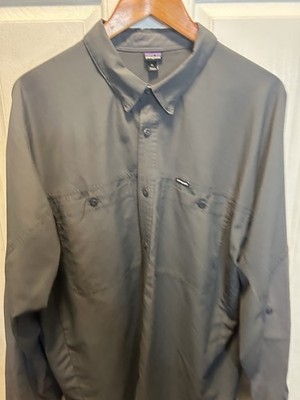 Patagonia Shirt Mens XL Gray Long Sleeve Button Up Technical Fishing Hiking Cook