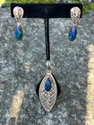 Sajen Sterling Silver Articulated Denim Lapis Basket Weave Leaf Pendant Earrings — photo 5