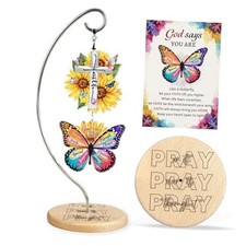 Christian Gifts for Women Faith - 01 - Cross Faith Sunflower Butterfly God Says