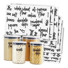 Pantry Labels for Food Containers 157 Piece - Preprinted Black Script Kitchen