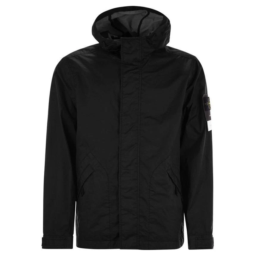 Stone Island Stone 25SS Tessuto Patch Membrana 3L TC Giacca con Cappuccio Nero 4100093