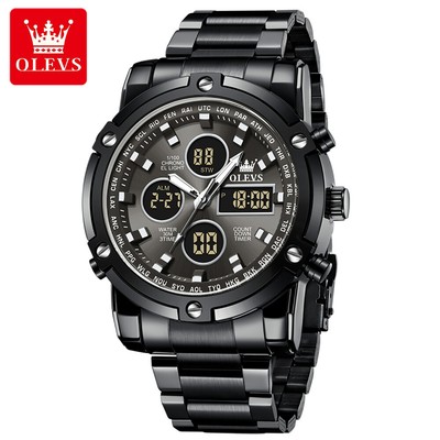 OLEVS Men Classic Multifunction Quartz Waterproof Watch Leather Strap Luminous