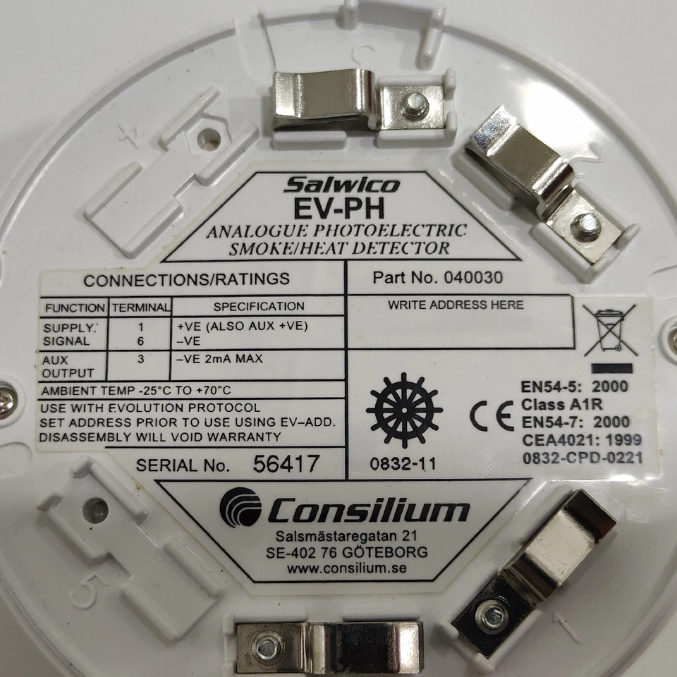 Detector de humo y calor fotoeléctrico analógico Consilium Salwico EV-PH 040030 Foto 3 de 4