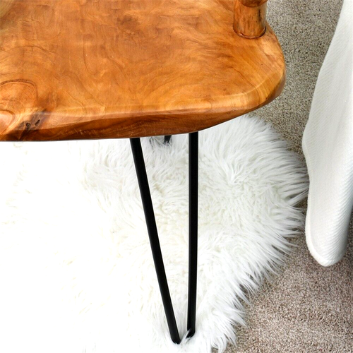 Mesa de bandeja de servicio de cedro GREENAGE, mesa final de borde natural 15"" x 15"" x 23,5"" de alto - Imagen 8 de 11