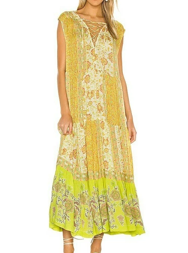 NEW NWT Free People Hanalei Bay Dress White Yellow Floral Maxi Small