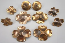 LOVELY STUART NYE COPPER DOGWOOD PINCONE BROOCH EARRINGS LOT OF 7 PCS