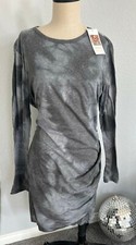 KIRUNDO Women's Ruched Bodycon LONG-SLEEVED Dress SZ XL GREY Party DATE Cocktail