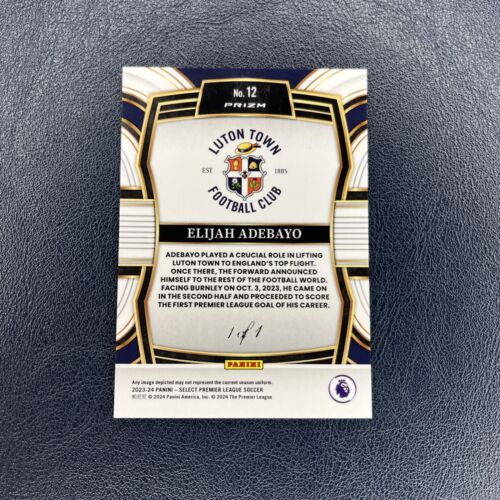 Elijah Adebayo 1/1 Black Panini Select 2023-24 Equalizers Rookie Luton Town - Picture 2 of 2