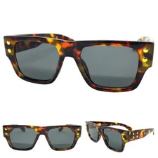 Classic Elegant Vintage Retro Style SUNGLASSES Square Tortoise Frame Dark Lens