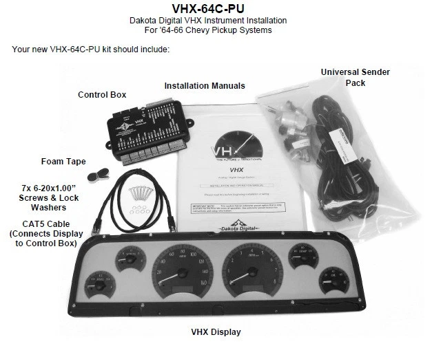 Dakota Digital 1964 65 66 Chevy camioneta pickup sistema de calibre analógico VHX-64C-PU-S-R Foto 4 de 4