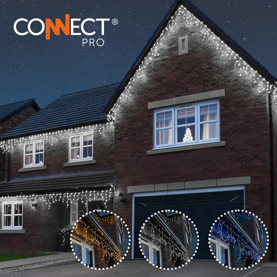 FESTIVE LIGHTS ConnectPro® Plug In Icicle Connectable Christmas LED Outdoor Fairy Drop Lights