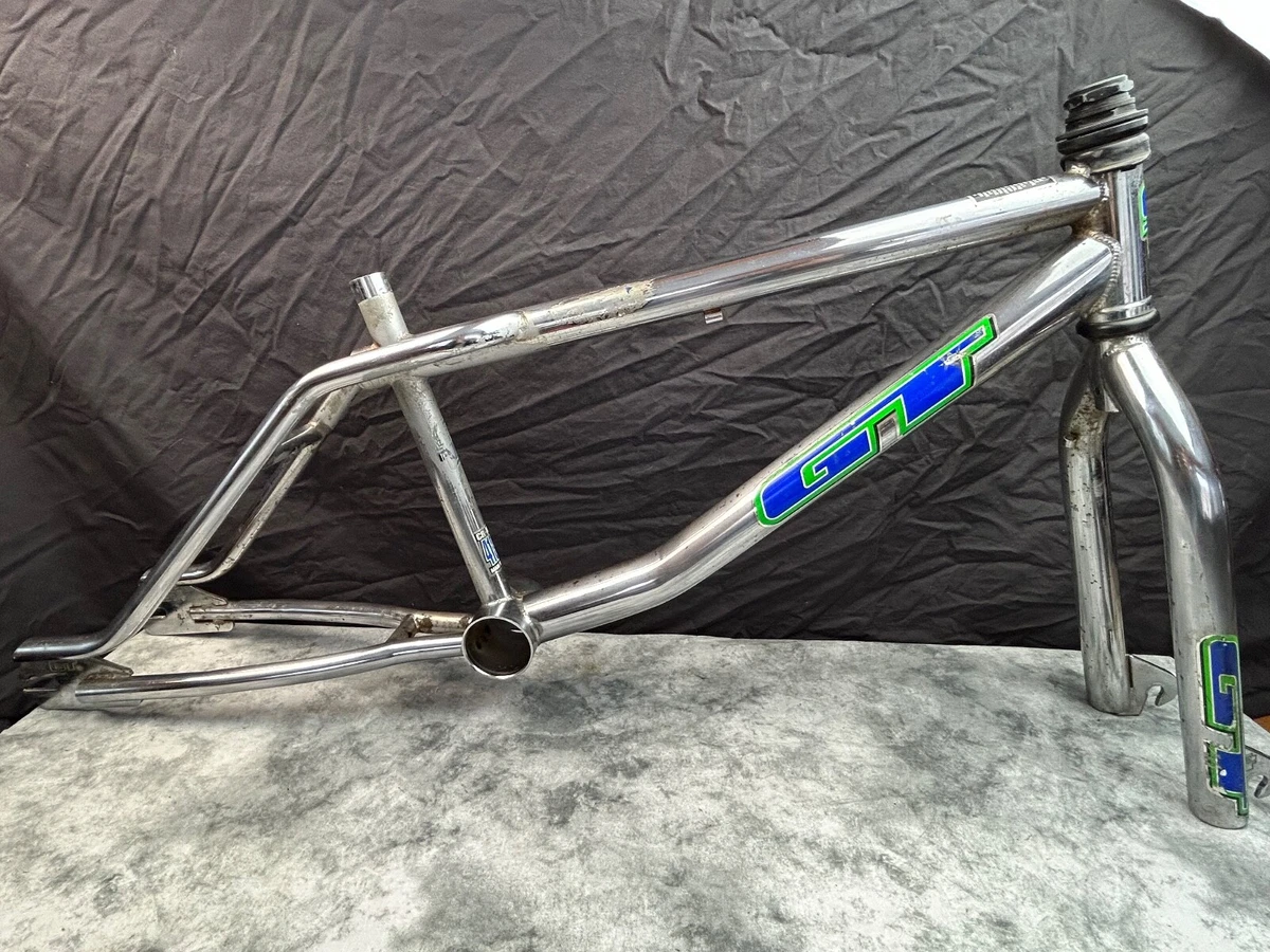 GT Vertigo Chrome Mid School BMX Freestyle Frame Fork Headset Old