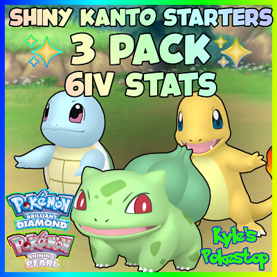 Shiny Bulbasaur/charmander/squirtle Starter Pack 6IV Pokemon 