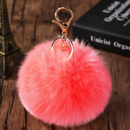 1PC Soft Fluffy Rabbit Fur Ball 10 CM Key Chain Pompom Handbag Car Key Ring - Picture 23 of 32
