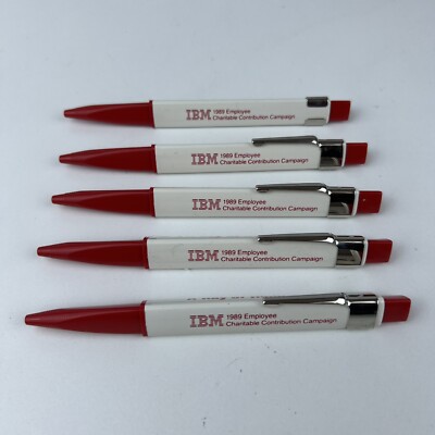 Vintage 1989 IBM PC Promo Red And White Pen   Charitable Contribution Campaign  