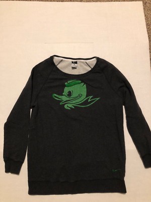 Nike Womens Fleece Oregon Ducks Sweatshirt Size M Grey/Green Logo Used