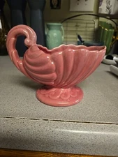 Vintage MCM Haeger Stamped Cornucopia Horn Planter Pedestal Shell W/ Handle.