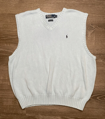 POLO RALPH LAUREN V Neck Vest Light Blue XL Cotton Great Condition