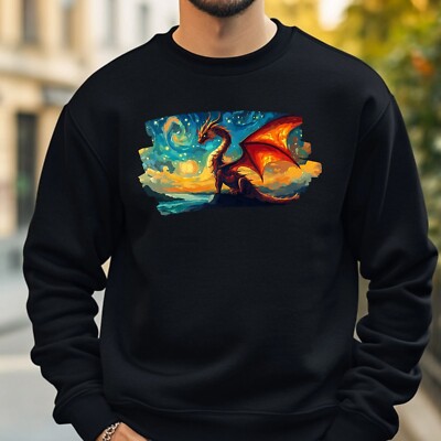 Drache Van Gogh Styl Sweatshirt Kuschelig und Perfekt für jeden Anlass Sbis 4XL