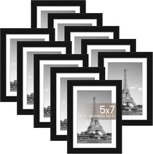 5x7 Picture Frames Set of 10 to display 4x6 matted pictures or 5x7 black