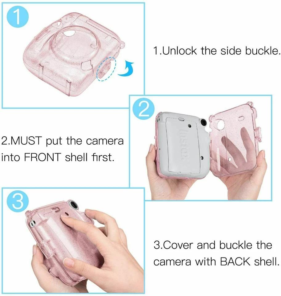 Funda rígida transparente cristalina para cámara fotográfica instantánea Fujifilm Instax Mini 11 cubierta Foto 4 de 4
