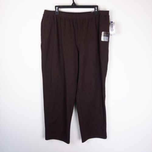 Catherines Pants Womens 1XWP (38x26.5) Brown Suprema Relaxed Fit Cotton New