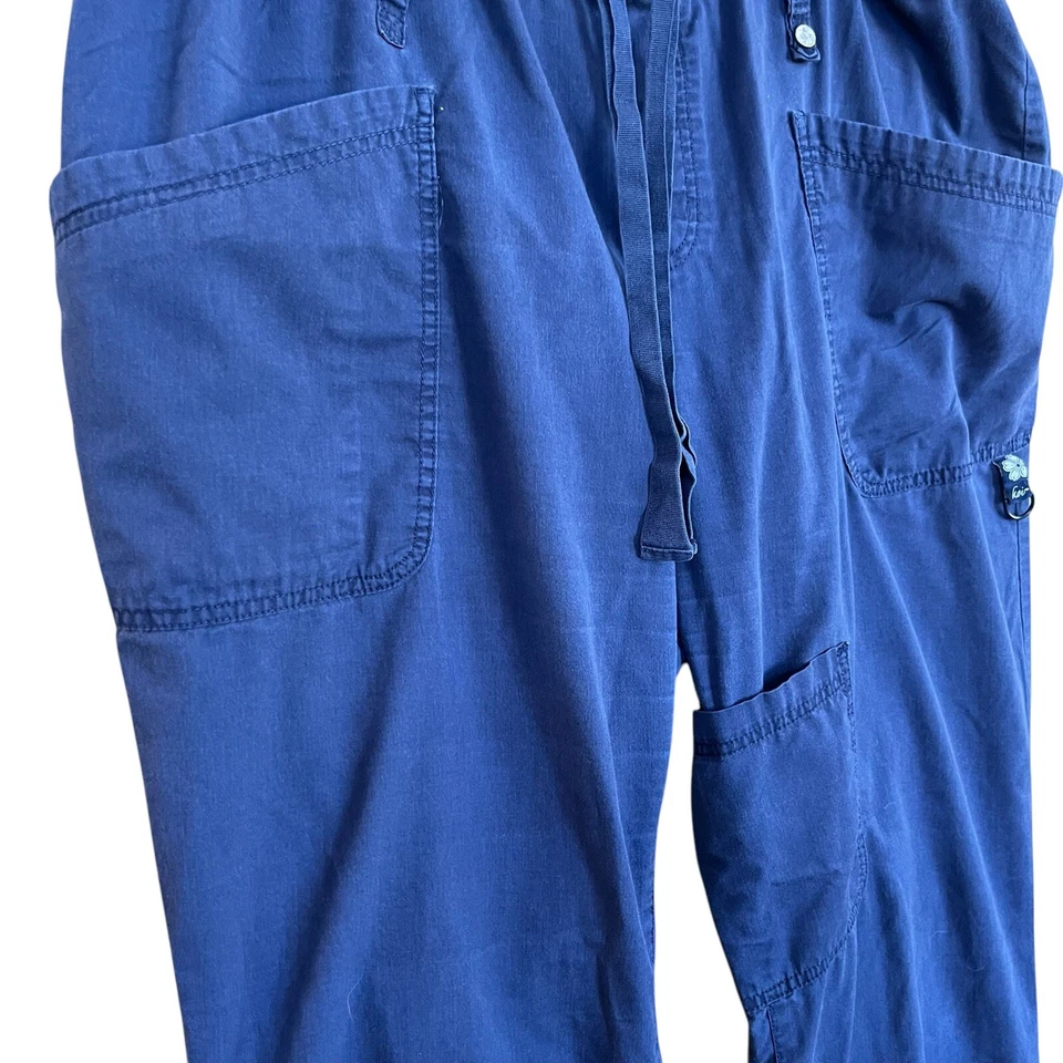 Koi Scrub Pants Womens 2X Blue Drawstring 6 Pocket Medical Dental Workwear - Image 3 of 4