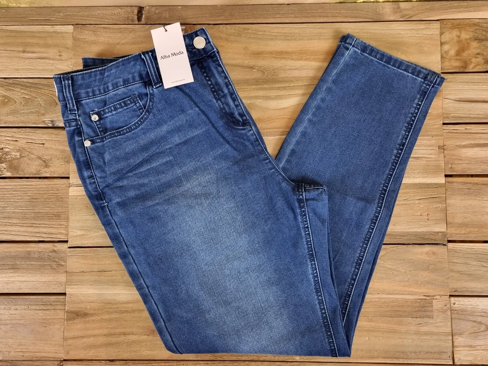 Alba Moda Jeans Hose Damen Größe 34 42 Strasssteine Bestickt blue denim - Bild 2 von 4