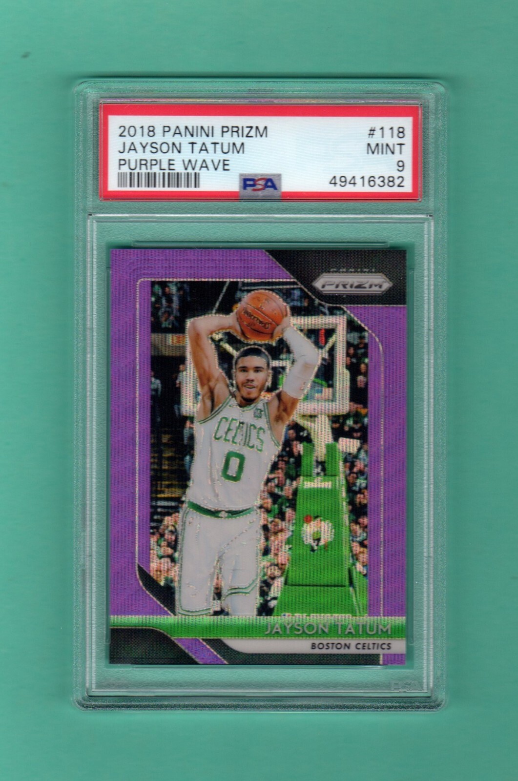JAYSON TATUM 2018-19 PANINI PRIZM PURPLE WAVE PRIZM SP 2nd YEAR PSA 9 CELTICS